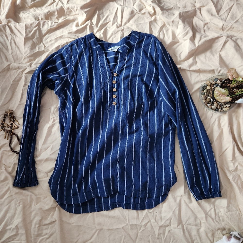 Duluth Hemp Blue Striped Long Sleeve Top